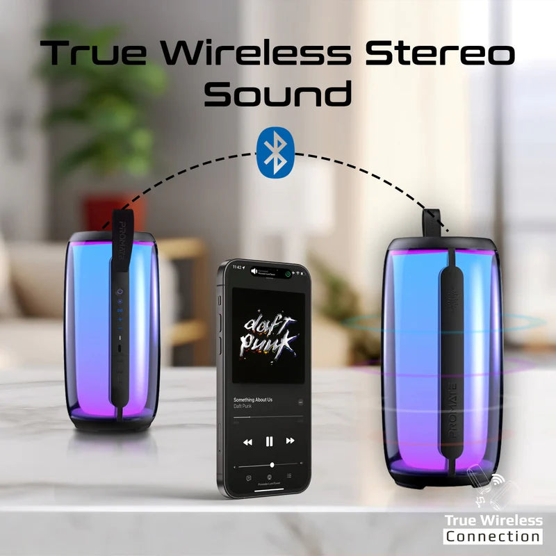 Promate LumiTower LumiSound™ True Wireless Bluetooth v5.3 HD Speaker