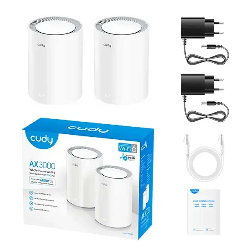 Cudy M3000 AX3000 Whole Home Mesh Wi-Fi 6 System, 2-Pack / 3-Pack Options