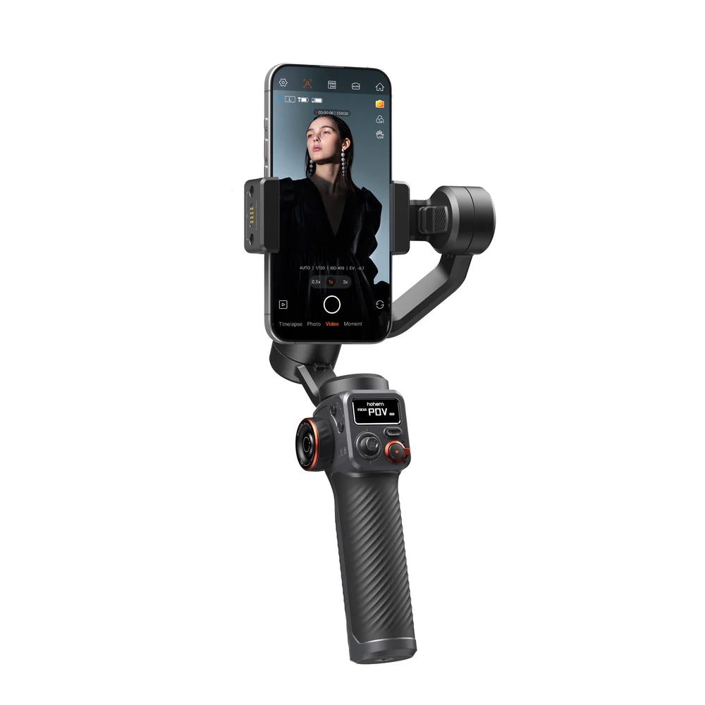 مثبت هوهيم iSteady M6 ثلاثي المحاور للهواتف الذكية، iSteady 7.0 مضاد للاهتزاز، شاشة OLED، حمولة 400 جرام، وضع دوران 360 درجة، متوافق مع هواتف iPhone وأندرويد بقياس 58–98 مم
