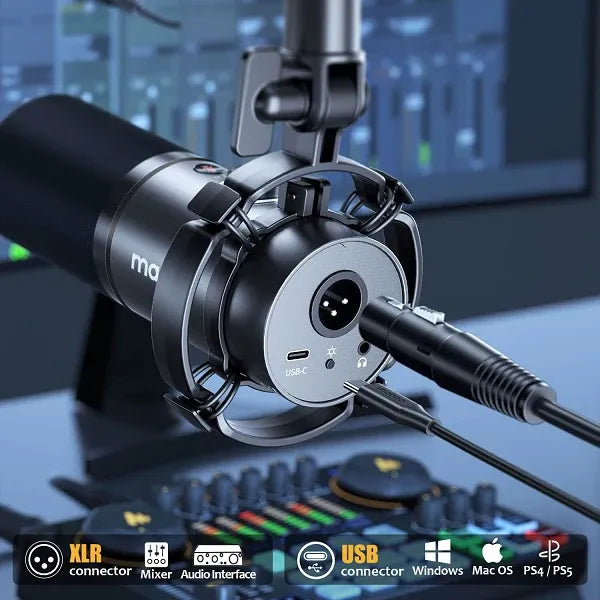 Maono Podcast Streaming Bundle with AMC2 NEO Audio Mixer & PD200X USB/XLR Dynamic Microphone