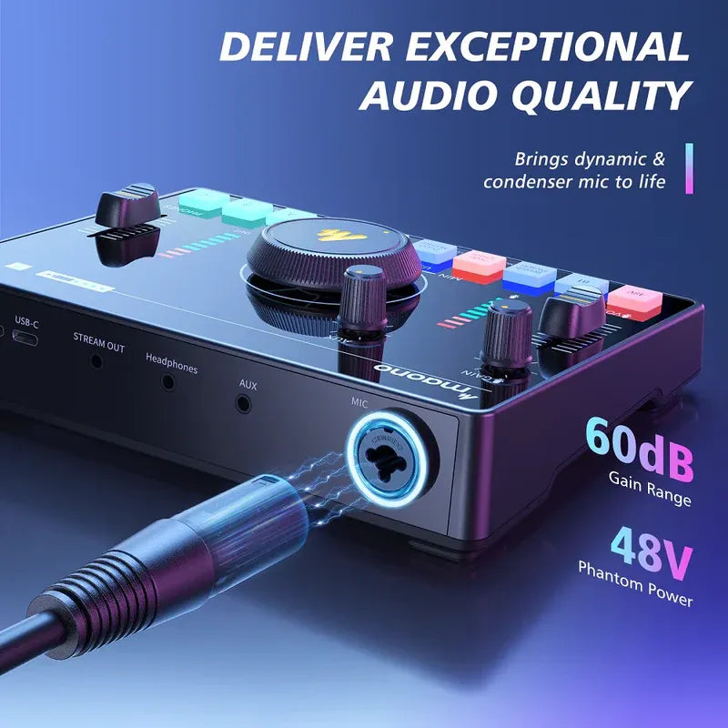 Maono Podcast Streaming Bundle with AMC2 NEO Audio Mixer & PD200X USB/XLR Dynamic Microphone
