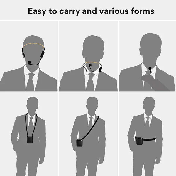 ماونو AU-C01 مكبر صوت للصوت – مكبر صوت محمول قابل لإعادة الشحن بقوة 10 واط مع ميكروفون رأس، ومشبك خصر، وصوت واضح للتدريس، والمرشدين السياحيين، والعروض التقديمية