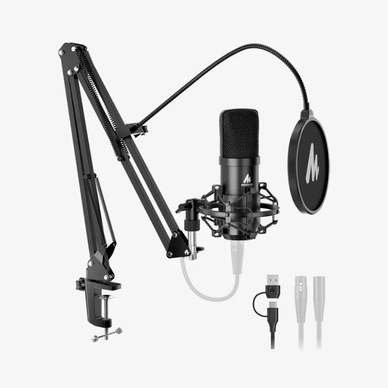 MAONO AU-A04 USB Condenser Microphone Kit – 192kHz/24bit, Cardioid, Boom Arm, Shock Mount & Pop Filter for Podcast, Streaming, Studio