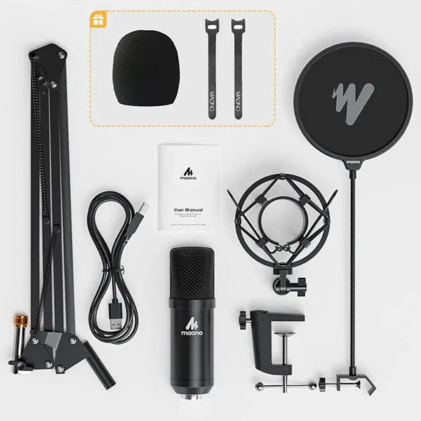 MAONO AU-A04 USB Condenser Microphone Kit – 192kHz/24bit, Cardioid, Boom Arm, Shock Mount & Pop Filter for Podcast, Streaming, Studio