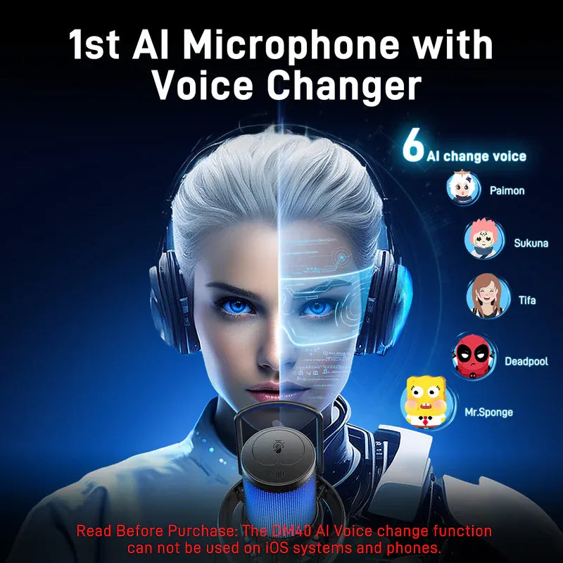 MAONO DM40 PRO Dynamic Microphone – USB/XLR Dual Output Studio Mic with RGB Light, Gain Control & Mute Button for Podcast, Streaming, Gaming