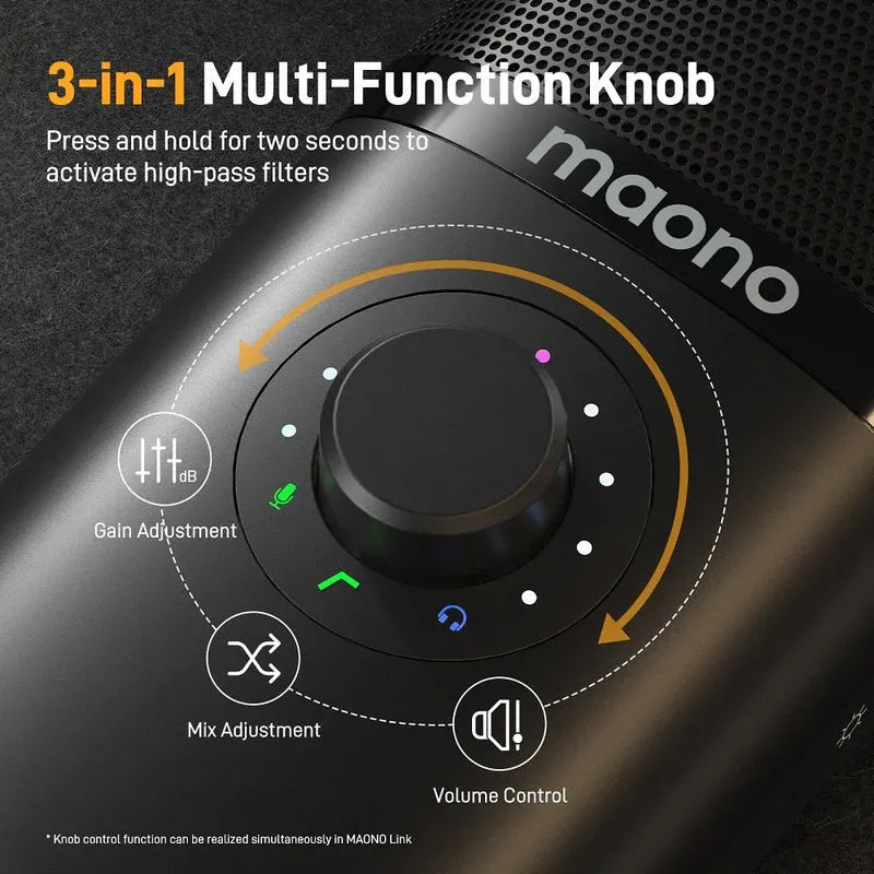 ميكروفون مكثف USB من Maono PM450S للتسجيل في الاستوديو، والتدوين الصوتي، والبث المباشر