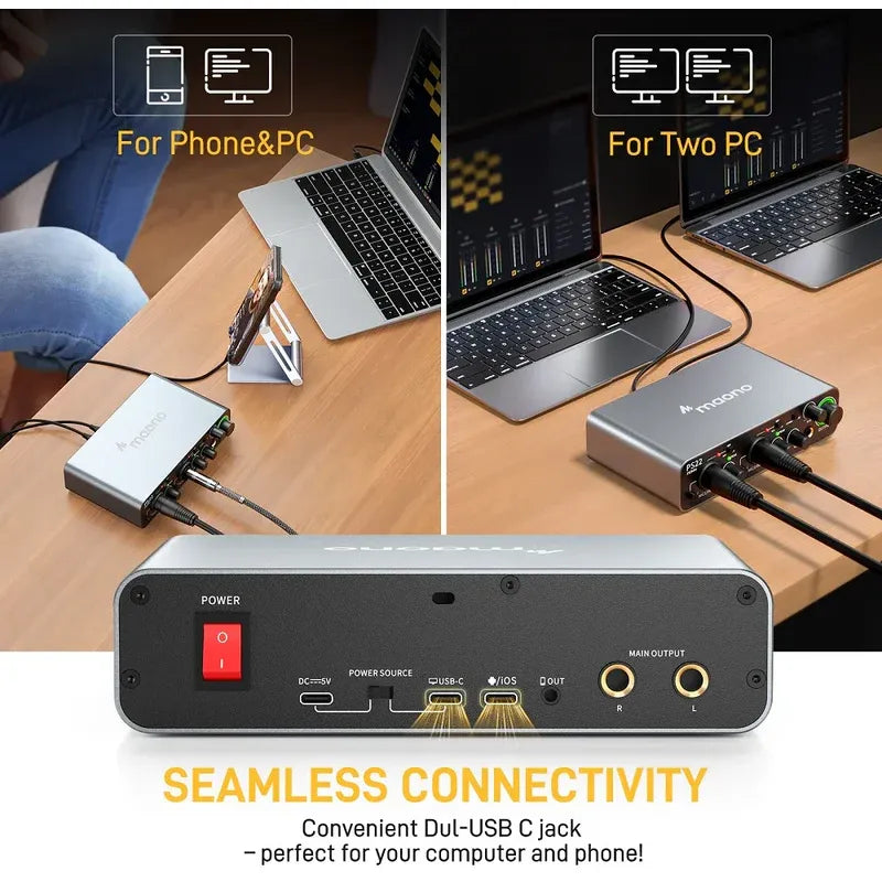 ميكروفون مكثف Maono AU-PM500T XLR مع واجهة صوت PS22 للتسجيل في الاستوديو والبث الصوتي