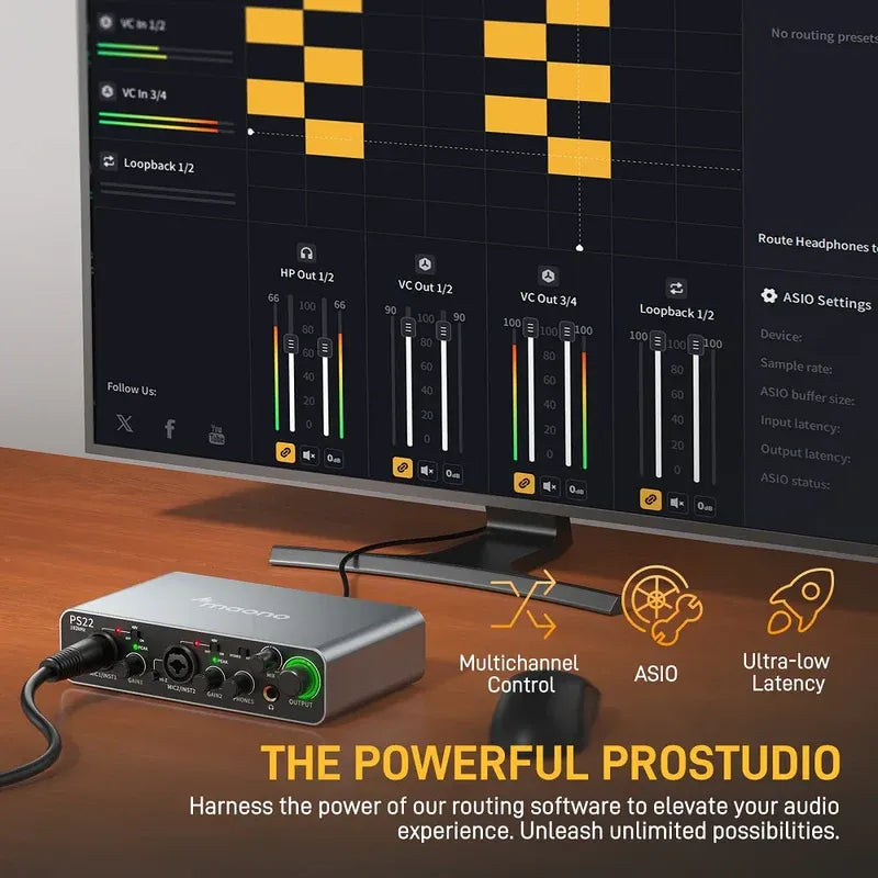 ميكروفون مكثف Maono AU-PM500T XLR مع واجهة صوت PS22 للتسجيل في الاستوديو والبث الصوتي