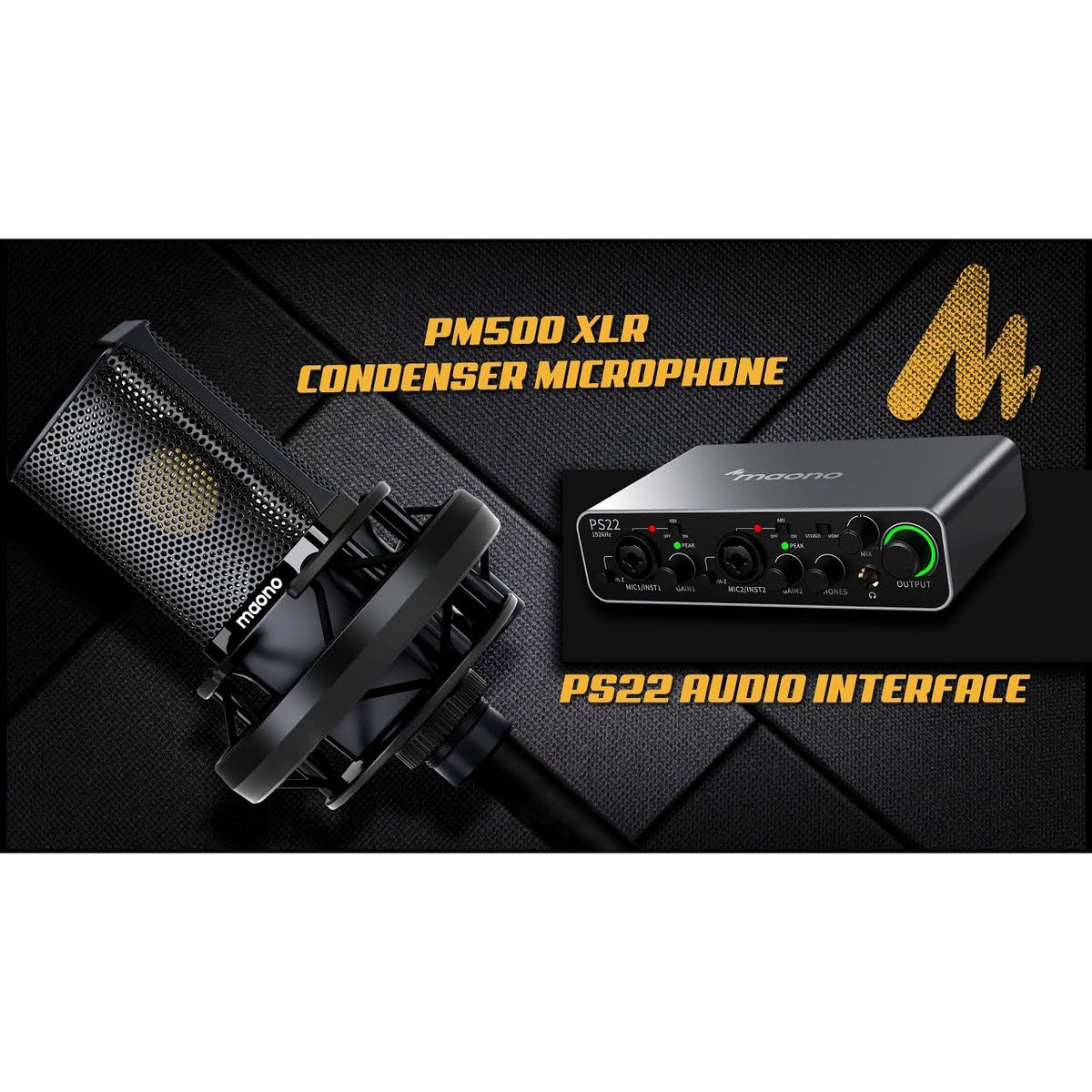 ميكروفون مكثف Maono AU-PM500T XLR مع واجهة صوت PS22 للتسجيل في الاستوديو والبث الصوتي