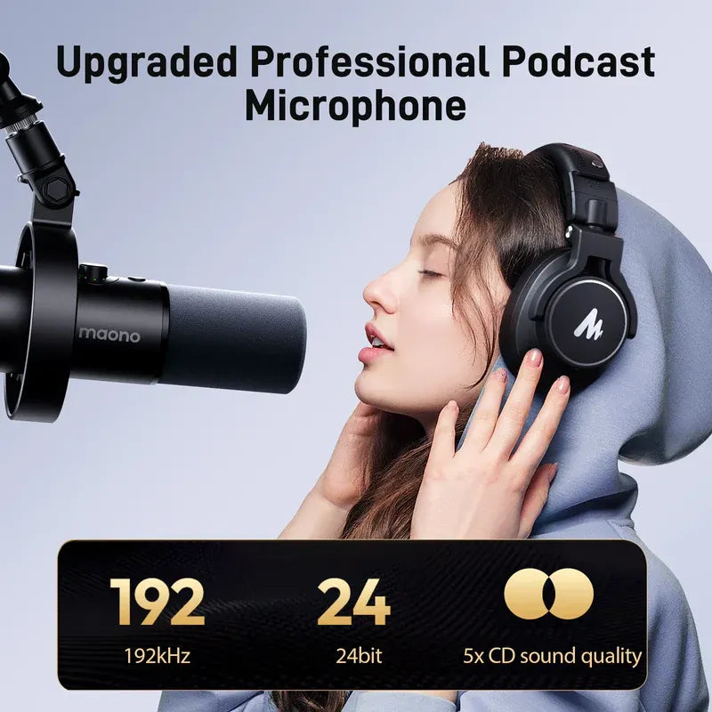 ميكروفون ديناميكي Maono PD300X USB/XLR بتردد 192 كيلو هرتز/24 بت للبث والتسجيل والتدوين الصوتي