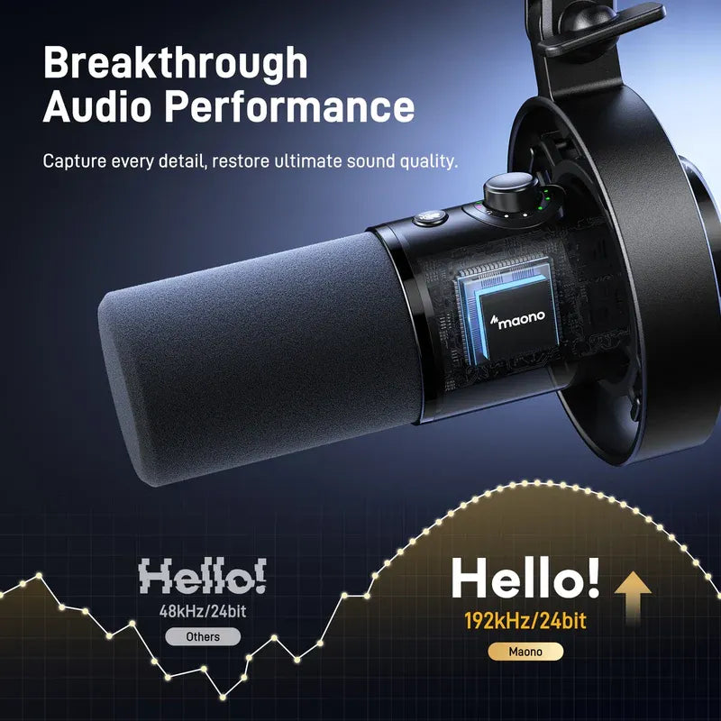 ميكروفون ديناميكي Maono PD300X USB/XLR بتردد 192 كيلو هرتز/24 بت للبث والتسجيل والتدوين الصوتي