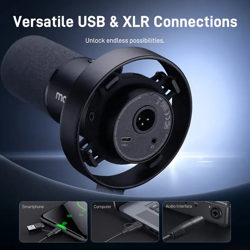 ميكروفون ديناميكي Maono PD300X USB/XLR بتردد 192 كيلو هرتز/24 بت للبث والتسجيل والتدوين الصوتي