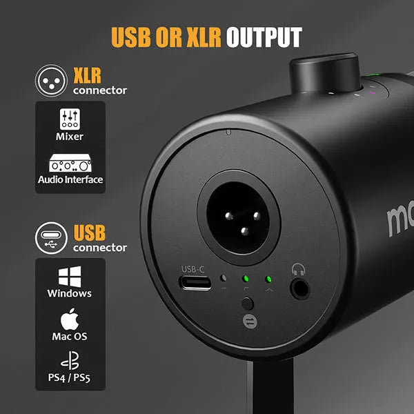 ميكروفون Maono PD400X الديناميكي USB/XLR للبث الصوتي والبث المباشر والتسجيل
