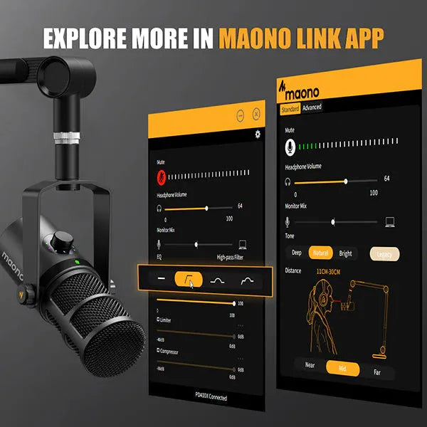 ميكروفون Maono PD400X الديناميكي USB/XLR للبث الصوتي والبث المباشر والتسجيل