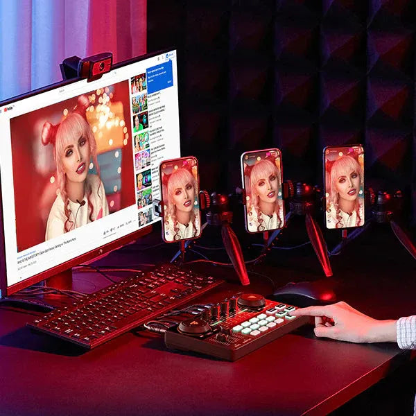 Maono Maonocaster Lite AU-AM200 Podcast Console, USB-C Audio Interface, 48kHz/16-bit, 8 Sound Pads, Voice FX, XLR/3.5mm, Loopback