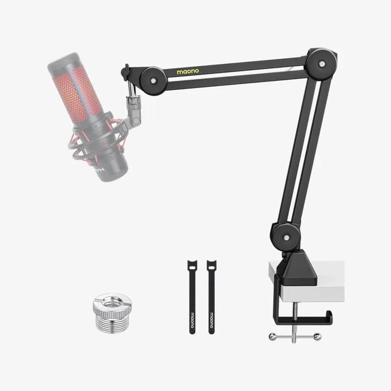 MAONO BA37 Microphone Boom Arm, Heavy-Duty Adjustable Desk Stand, Upgraded C-Clamp, 3/8″–5/8″ Adapter, Cable Management