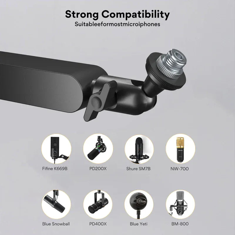 MAONO BA92 Adjustable Microphone Arm Stand – Heavy-Duty Metal Boom with 360° Rotation, Shock Absorber & Desk Clamp for Podcast, Studio, Streaming