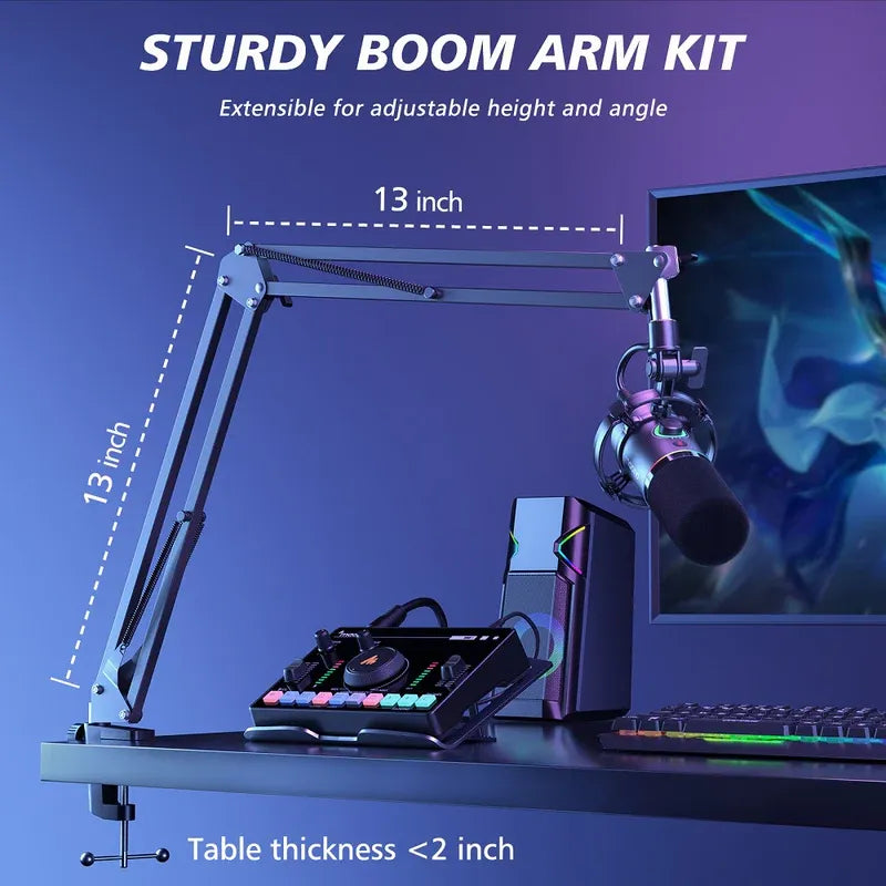 MAONO PD200X White Dynamic USB/XLR Microphone – Studio-Grade Streaming Mic with RGB Light, Gain Control & Zero-Latency Monitoring for Podcast, Gaming