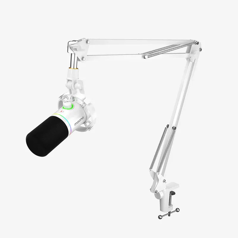MAONO PD200X White Dynamic USB/XLR Microphone – Studio-Grade Streaming Mic with RGB Light, Gain Control & Zero-Latency Monitoring for Podcast, Gaming