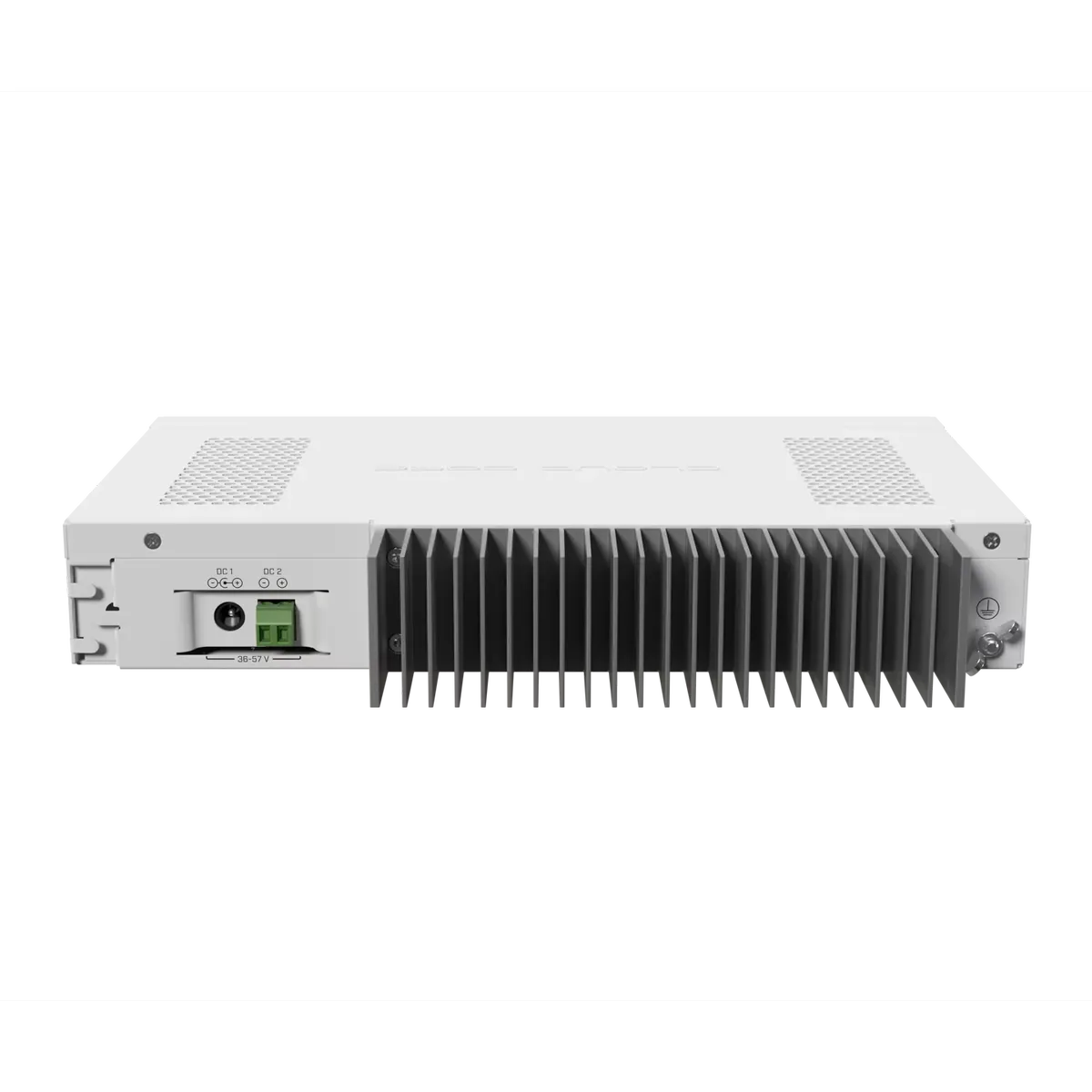 جهاز التوجيه الأساسي السحابي MikroTik CCR2004-16G-2S+PC، يحتوي على 16 منفذ إيثرنت بسرعة جيجابت، ومنفذين SFP+ بسرعة 10G، ومعالج رباعي النوى بتردد 1.2GHz، وذاكرة RAM بسعة 4GB، ونظام RouterOS v7