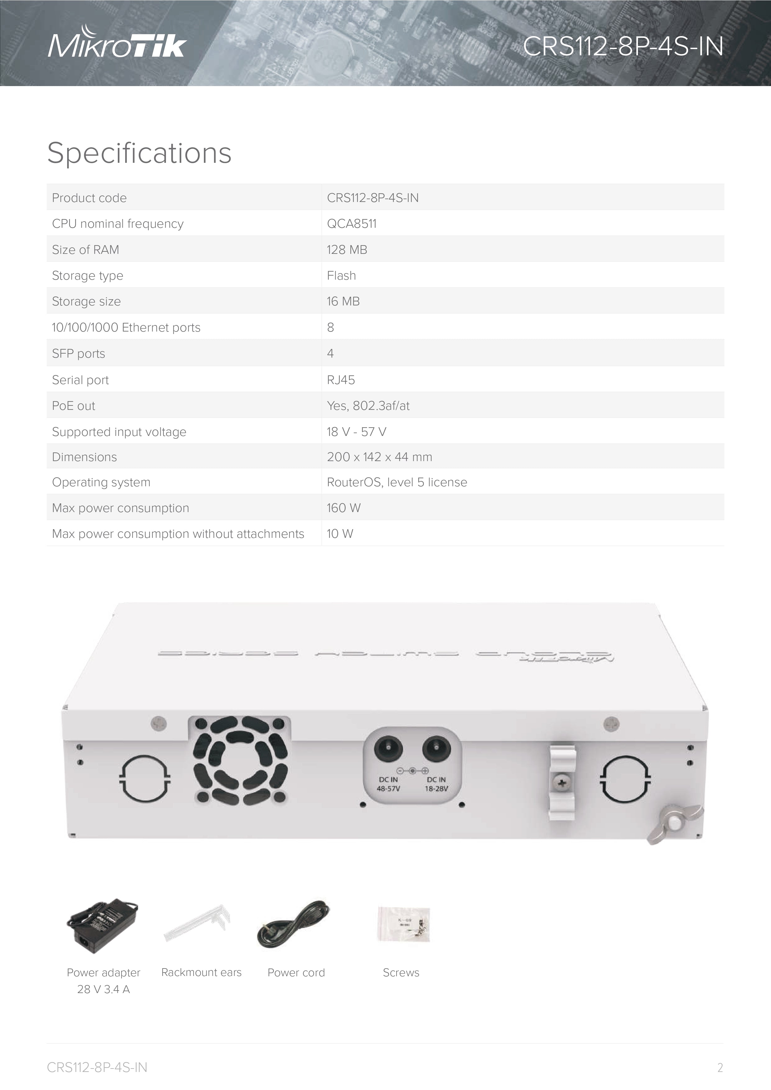 MikroTik Cloud Router Switch (CRS112-8P-4S-IN) - مستوى الترخيص 5