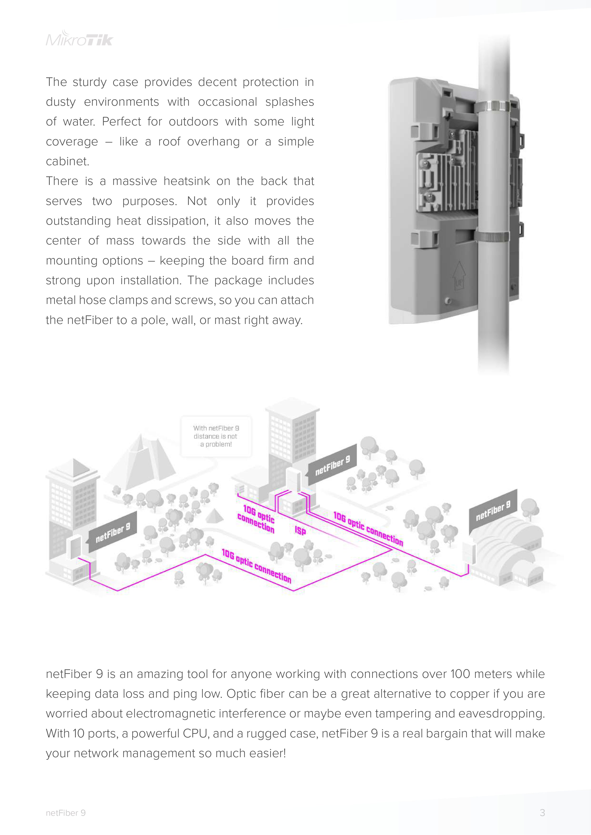 MikroTik netFiber 9 Outdoor Switch | 5x SFP | 4x SFP+ 10G | 1x Gigabit Ethernet | PoE-in | Rugged Case | RouterOS L5