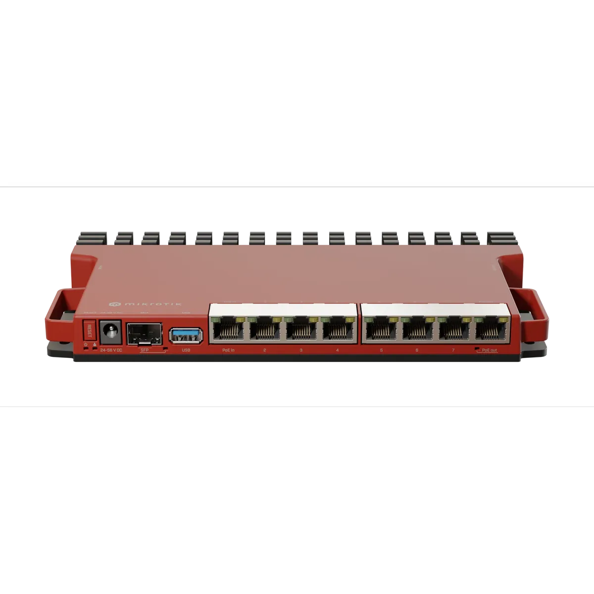 راوتر MikroTik L009UiGS-RM، 8 منافذ جيجابت، 1x SFP، USB، نظام RouterOS v7، راوتر للمؤسسات قابل للتركيب على الرف
