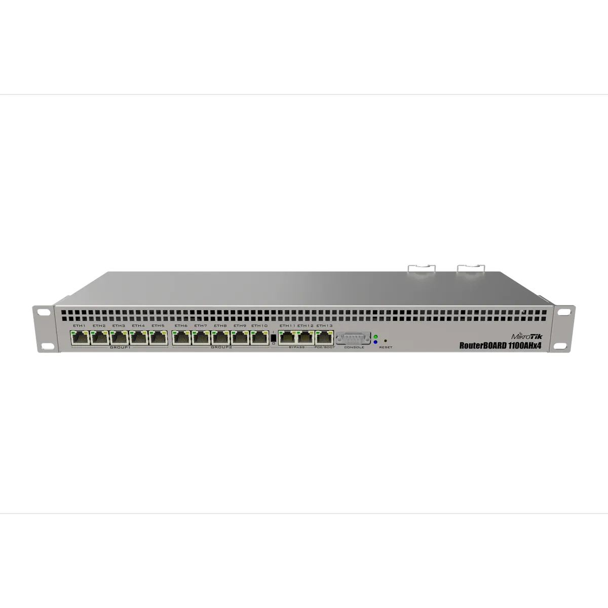 MikroTik RB1100AHx4 Rackmount Router, 13 Gigabit Ethernet Ports, Quad-Core 1.4GHz CPU, 1GB RAM, RouterOS Level 6, Dual Power Supply