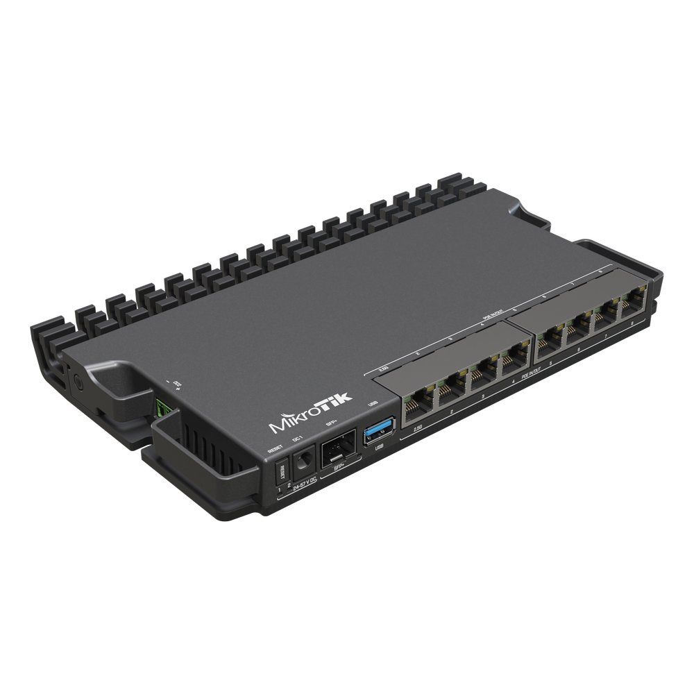 MikroTik RB5009UG+S+IN Router, 7x Gigabit, 1x 2.5G, 1x 10G SFP+, USB 3.0, RouterOS v7, Desktop Router