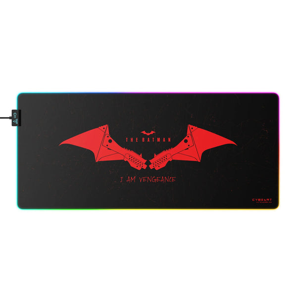 Cybeart | The Batman RGB Gaming Desk Mat (XXL - 900x400x4mm) | Waterproof, Never Slip Base, RGB LED, Esports Grade