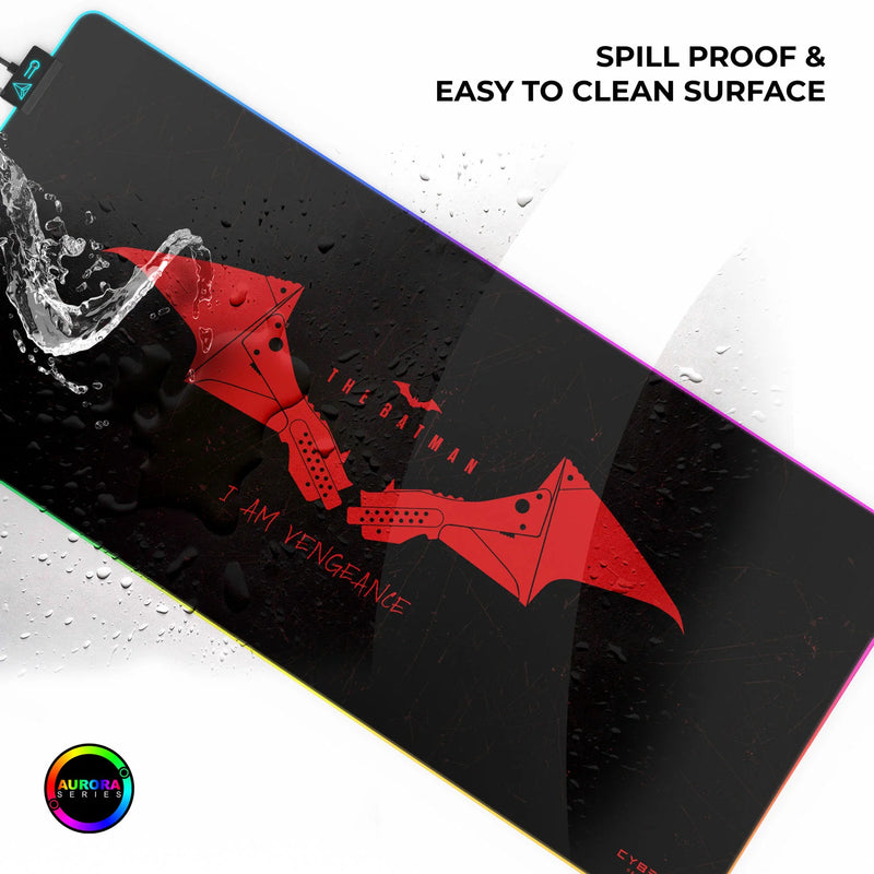 Cybeart | The Batman RGB Gaming Desk Mat (XXL - 900x400x4mm) | Waterproof, Never Slip Base, RGB LED, Esports Grade