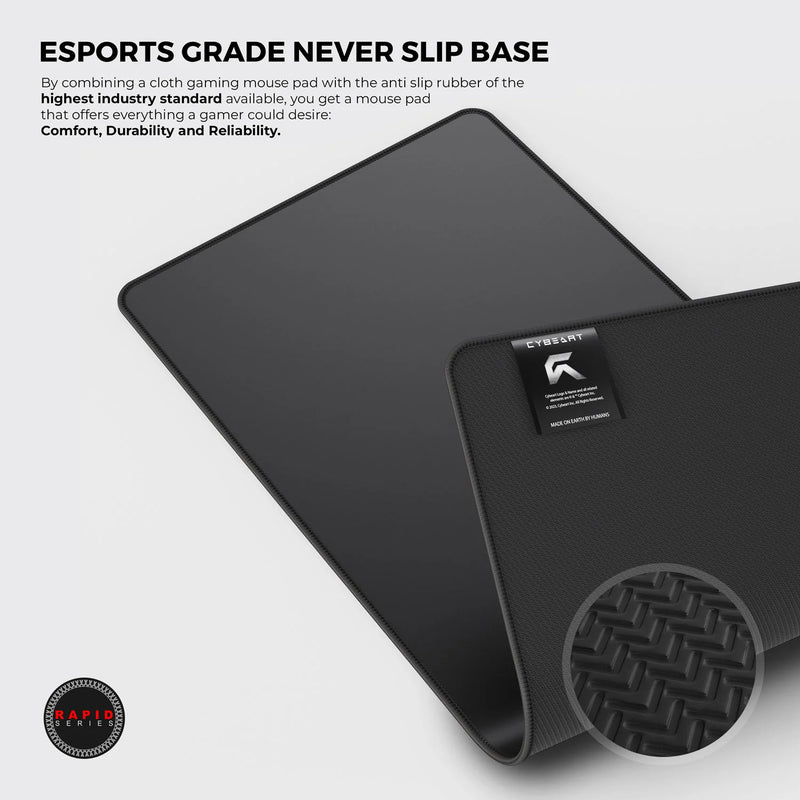 Cybeart | Ghost (Black) Gaming Desk Mat (XXL - 900x400x4mm) | Waterproof, Never Slip Base, Esports Grade