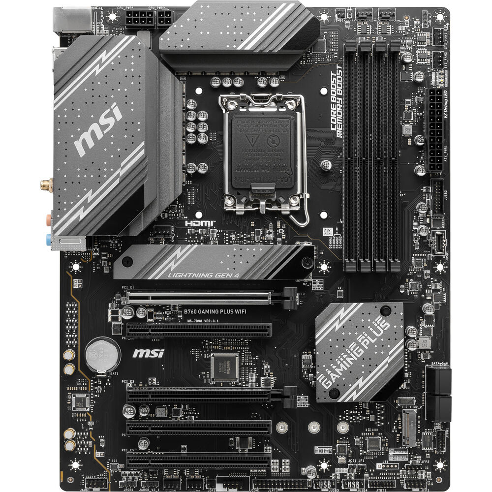 MSI B760 GAMING PLUS WIFI DDR5 ATX Motherboard – LGA1700, Intel B760, DDR5‑6800+ OC, PCIe 4.0 x16×2, 2.5 GbE, Wi‑Fi 6E, USB‑C, M.2 Shield FROZR