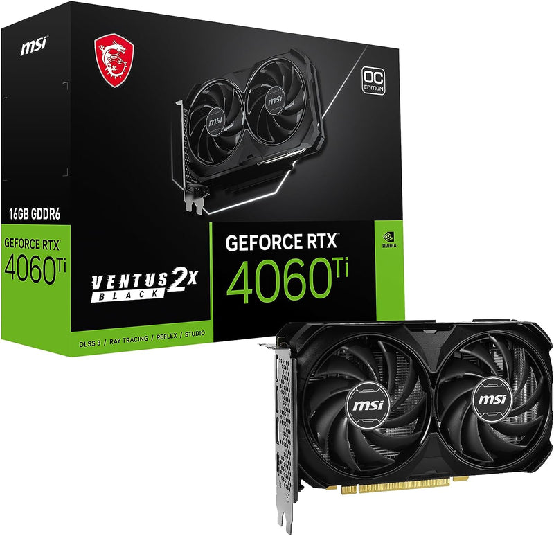 MSI GeForce RTX 4060 Ti VENTUS 2X BLACK OC 16GB Graphics Card