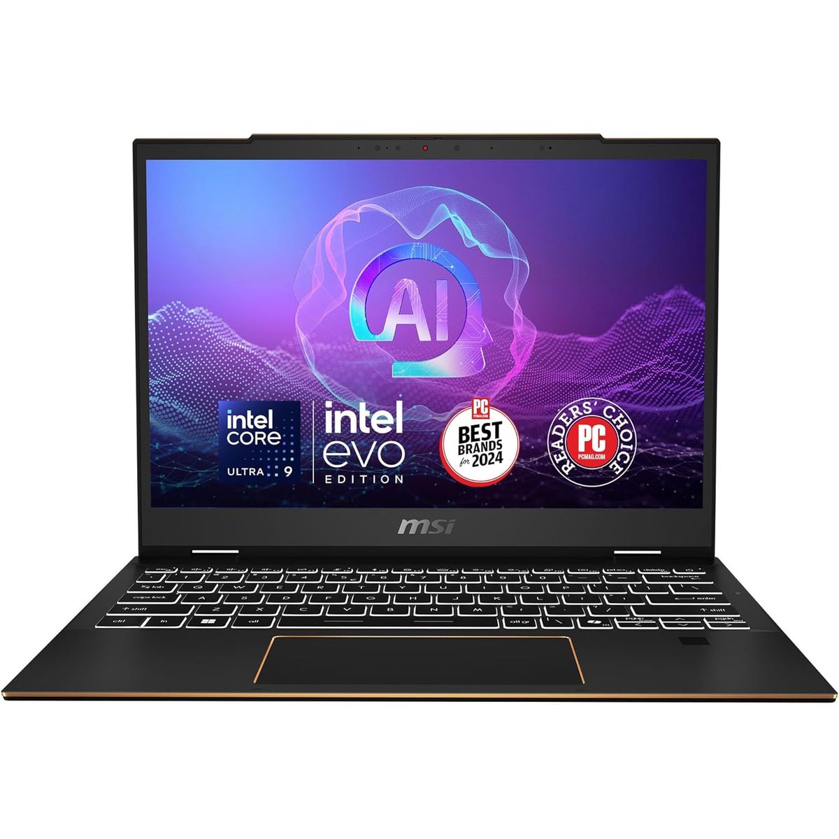 كمبيوتر محمول MSI Summit 13 AI+ Evo A2VMTG-025AE Copilot+ بشاشة 13.3 بوصة FHD+ - معالج Core Ultra 9 288V - ذاكرة وصول عشوائي DDR5 سعة 32 جيجابايت - قرص SSD سعة 1 تيرابايت - نظام تشغيل Windows 11 Home (أسود حبر)