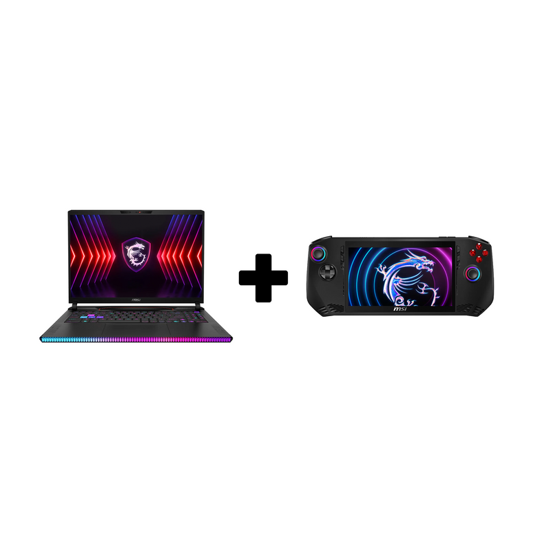 MSI Raider GE68HX 14VIG-662 16" QHD+ 240Hz Laptop - Core i9-14900HX - 32GB RAM - 1TB SSD - RTX 4090 16GB - Win 10 Pro K With a Gift MSI Claw A1M - 040AE – 7" FHD IPS, 120Hz, Core Ultra 7 155H , 16GB RAM, 512GB SSD, Intel Arc, Windows 11 Home