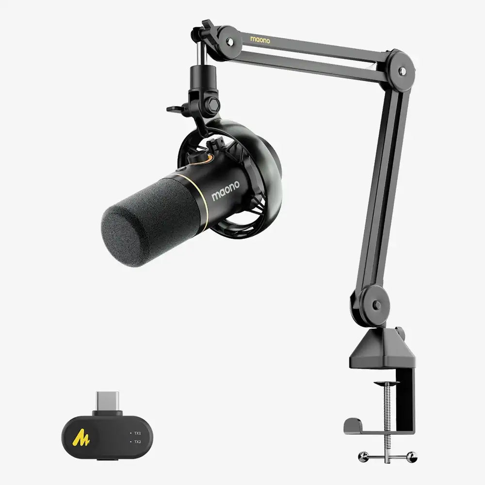 MAONO PD200W Hybrid Podcasting Microphone with Desktop Stand, Wireless USB XLR Dynamic Mic, Cardioid, Noise Cancelling