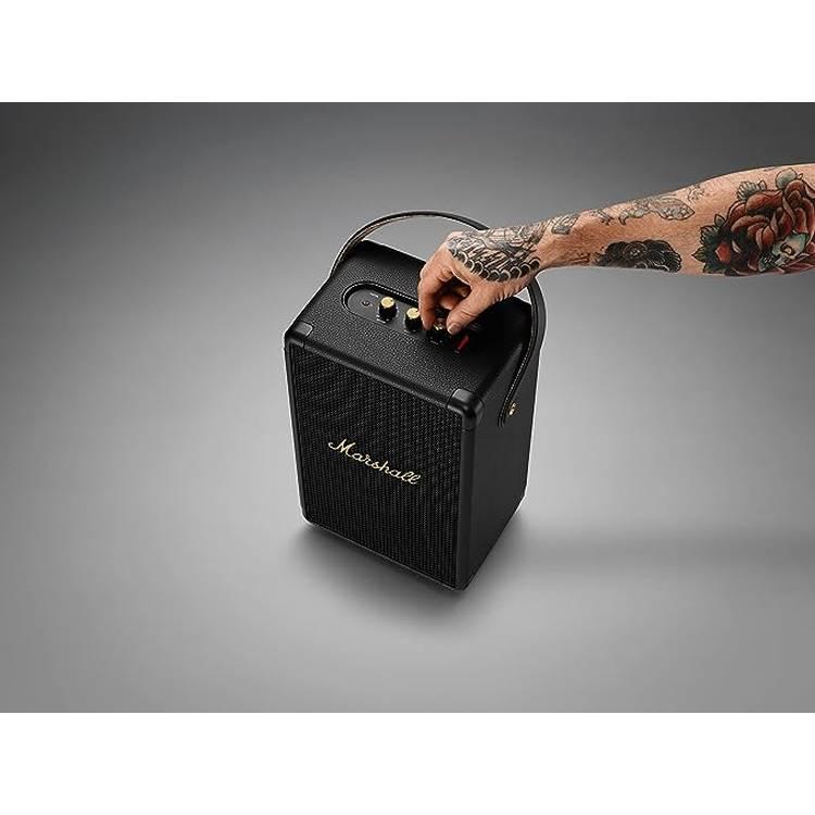 Marshall Tufton Portable Bluetooth 5.0 Speaker, 20+ Hours of Wireless Playtime - Water Resistant Speakers(IPX2), Powerful Audio, Black & Brass