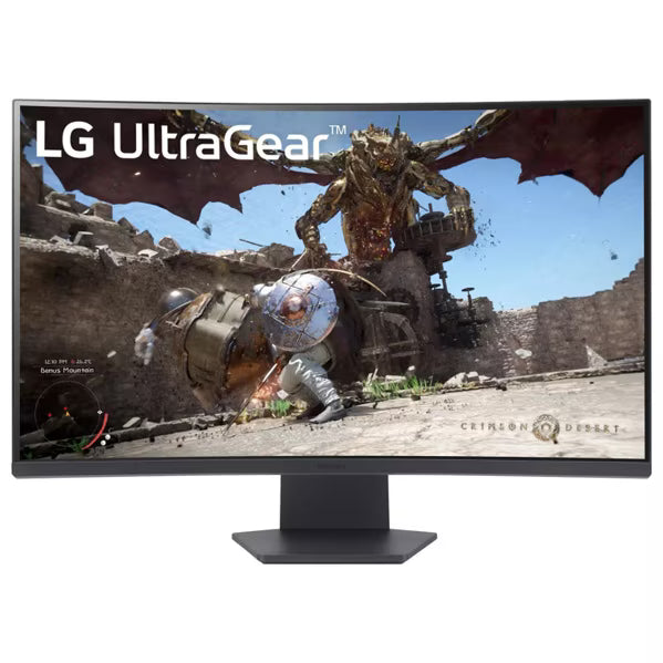 شاشة ألعاب LG UltraGear 32GS60QC-B منحنية 32 بوصة بدقة QHD، 2560×1440، بتردد 180Hz، وزمن استجابة 1ms GtG، ولوحة VA، وانحناء 1000R، وتقنية HDR10، وتغطية 99% من sRGB، وتقنية AMD FreeSync، وتقنية VESA AdaptiveSync