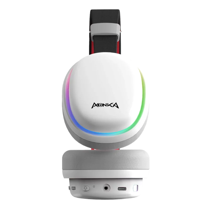 Monka Echo HG9069W Wireless Gaming Headset – Bluetooth 5.2, RGB Lighting, 50 mm Drivers, Omnidirectional Mic, Over-Ear Comfort