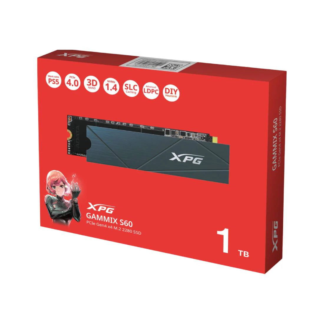 XPG GAMMIX S60 1TB PCIe Gen4 x4 NVMe SSD – Up to 5000/4200MB/s with Heat-Sink, PS5 Compatible