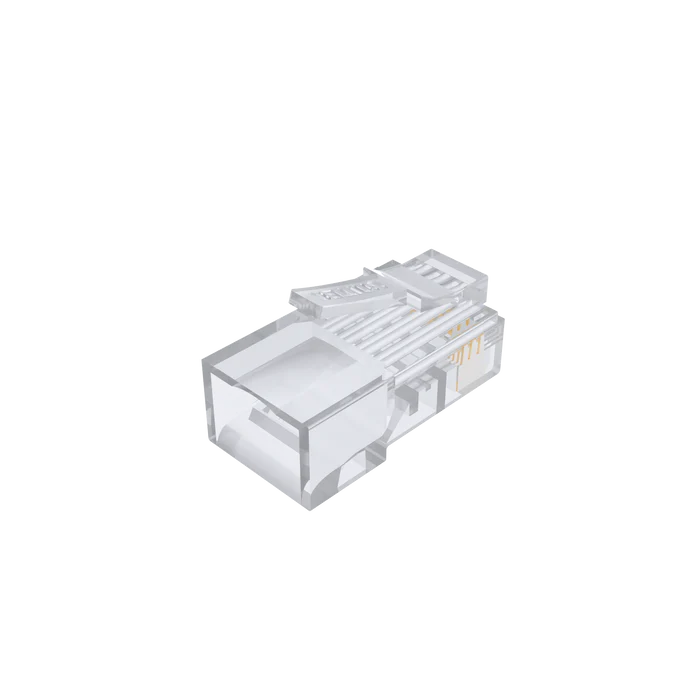 موصلات Unitek OT1091ATP01 Cat 6 RJ45 Pass-Through (عدد 100 قطعة) – غير محمية، مطلية بالذهب، متوافقة مع أسلاك 24–26 AWG