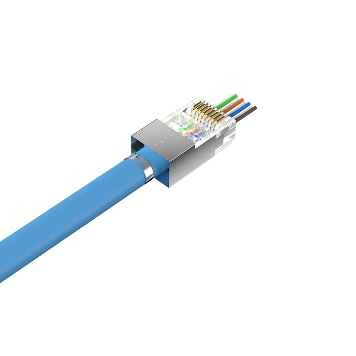 Unitek OT1093ATP01 Cat 7 RJ45 Pass-Through Connectors (50pcs) – Shielded, 10Gbps, Gold-Plated, Staggered Design