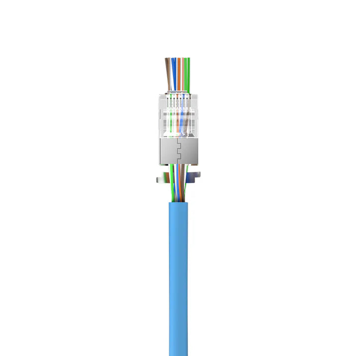 Unitek OT1093ATP01 Cat 7 RJ45 Pass-Through Connectors (50pcs) – Shielded, 10Gbps, Gold-Plated, Staggered Design