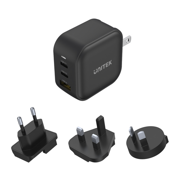 UNITEK 3 Ports 66W Charger with USB PD and QC 3.0