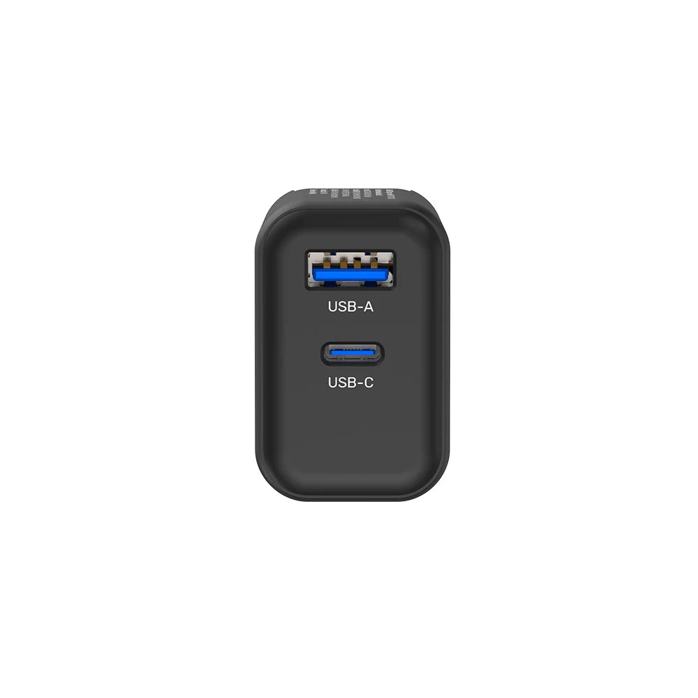 Unitek 35W GaN Travel Charger – Dual Port USB-C PD 3.0 & USB-A QC 3.0 - Ultra-Compact Design - Foldable Plug -  Includes EU & UK Adapters
