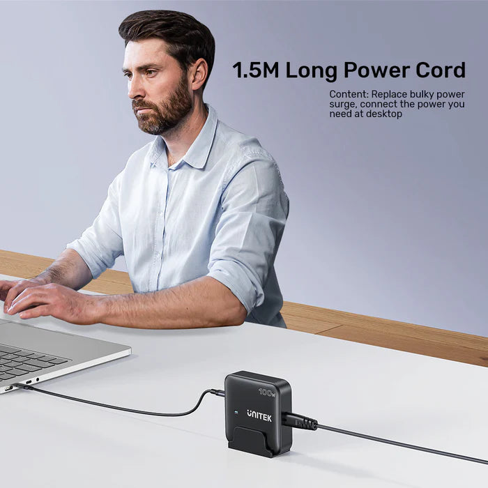 شاحن سطح مكتب UNITEK بقوة 100 واط GaN، محطة شحن سريعة بأربعة منافذ مع منفذي USB-C وUSB-A، محور شحن متعدد الأجهزة بدعم PD وQC