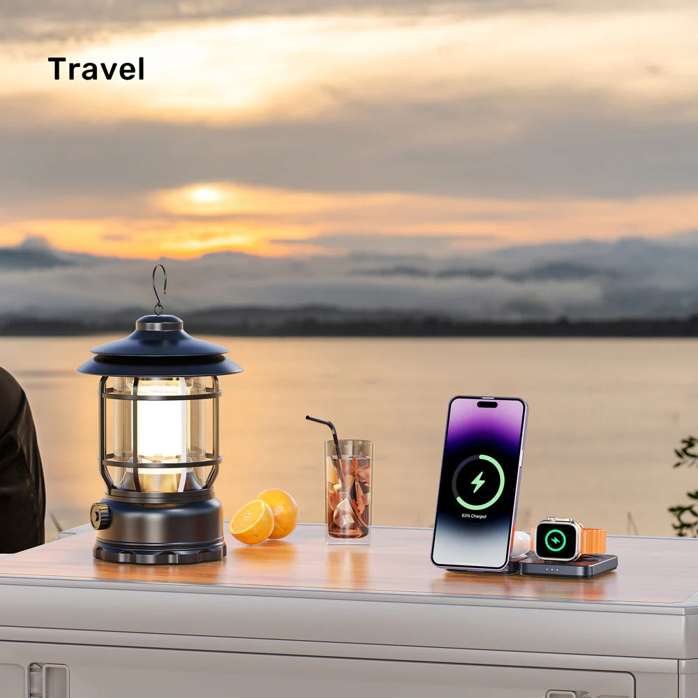 Unitek Qi2 Foldable 3-in-1 Wireless Charging Station – 15W MagSafe for iPhone - 5W for AirPods - 2.5W for Apple Watch - Compact Travel Stand - Model P1300AGY01