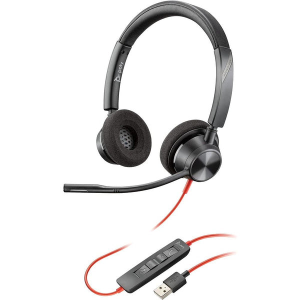 Poly Plantronics - Blackwire 3320 USB-A - Wired, Dual-Ear (Stereo) Headset with Boom Mic - USB-A to Connect to Your PC, Mac or Cell Phone - Works with Teams, Zoom & More