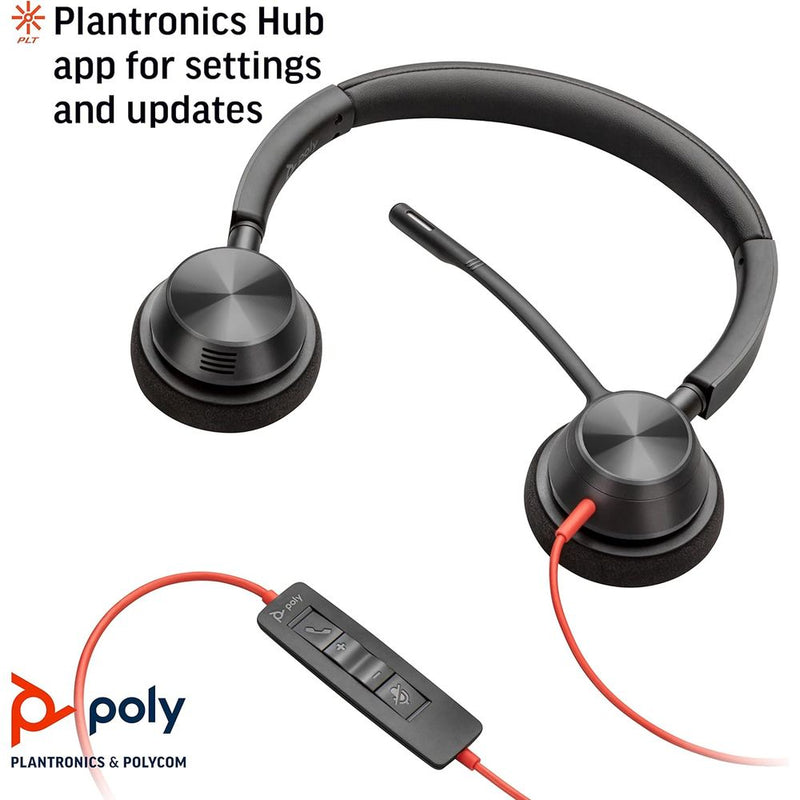 Poly Plantronics - Blackwire 3320 USB-A - Wired, Dual-Ear (Stereo) Headset with Boom Mic - USB-A to Connect to Your PC, Mac or Cell Phone - Works with Teams, Zoom & More